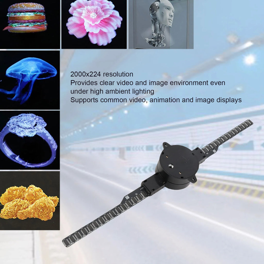 3D Hologram Fan Projector (2000x224) - WiFi & Custom Editing for Advertising